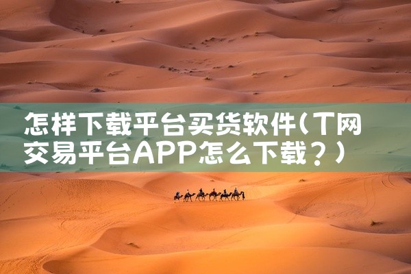 怎样下载平台买货软件