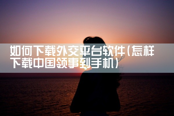如何下载外交平台软件